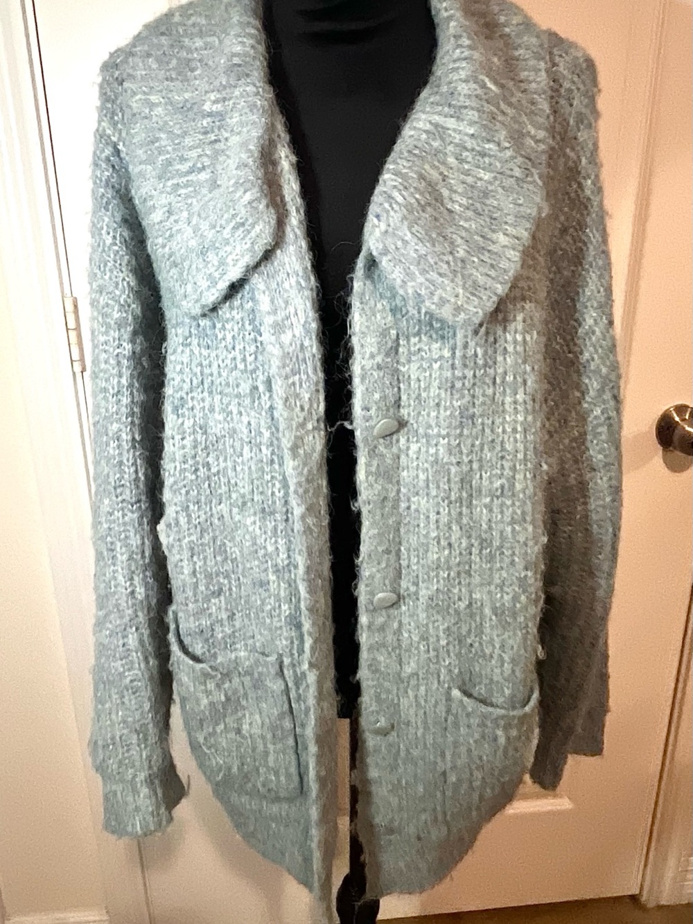 Thick Collar Chunky Knit Cardigan